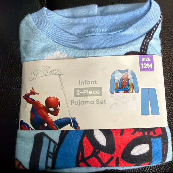 Marvel Other - NEW Marvel Spider-Man Blue Infant Toddler 12 Month Pajama Set Spiderman